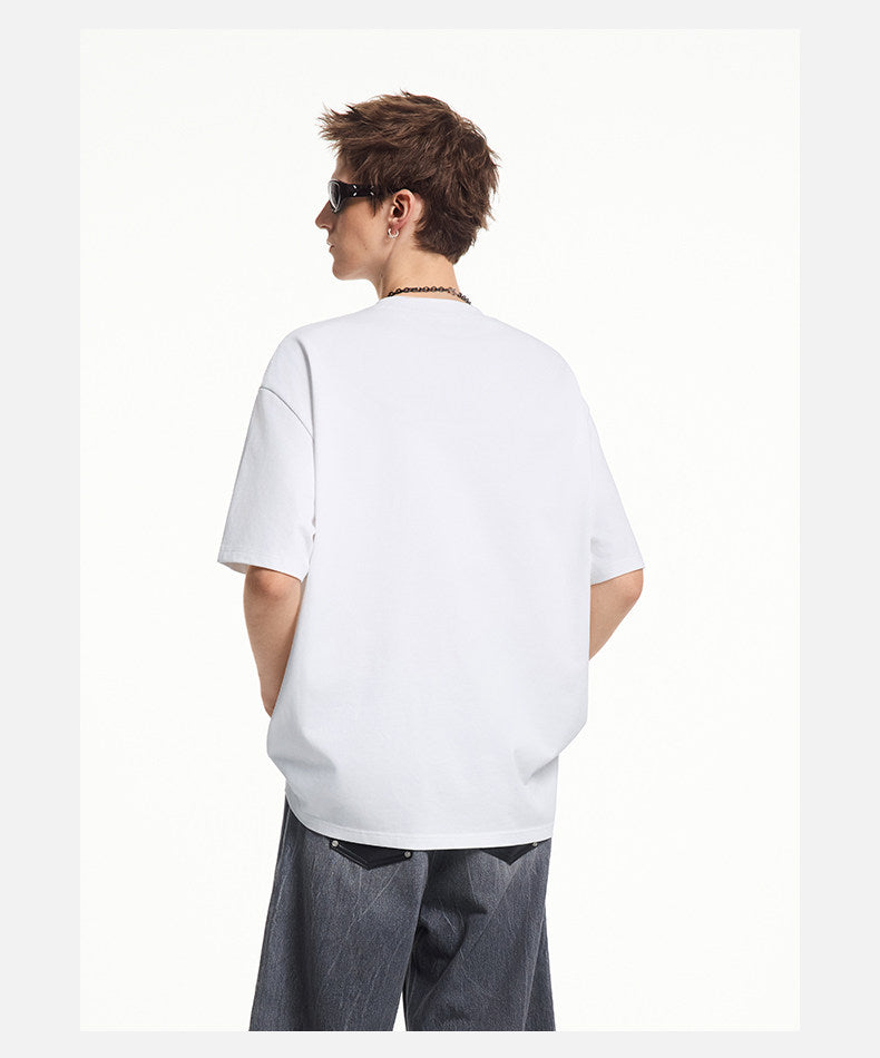 Stereo Print Logo Crack-Pattern T-Shirt