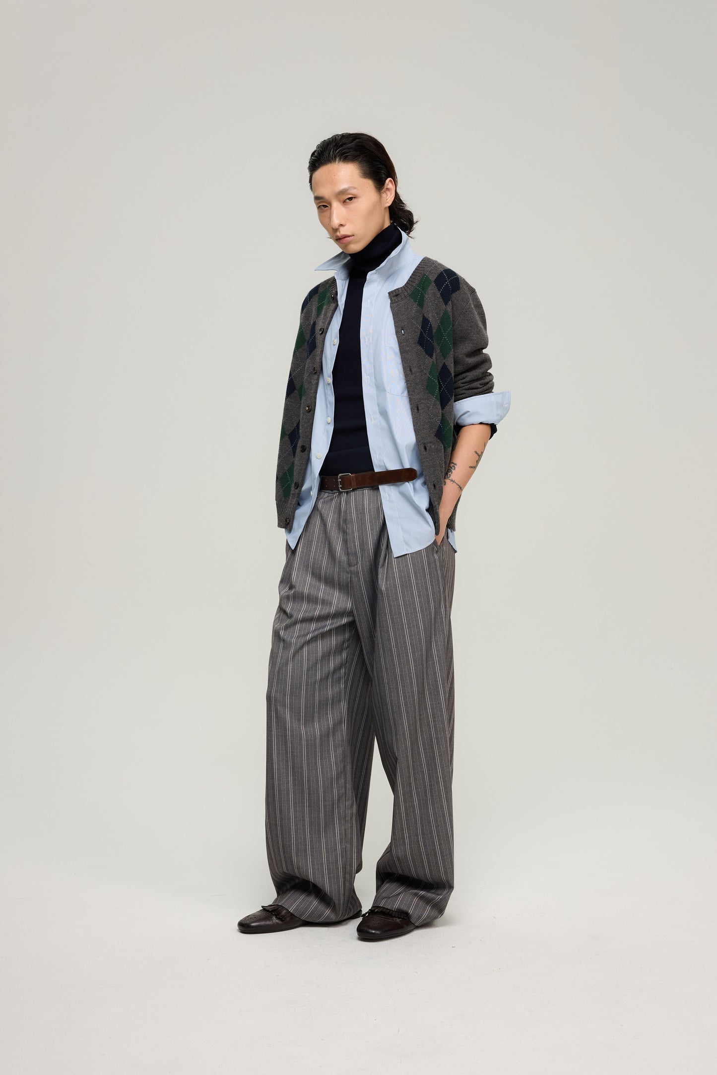 Diamond Jacquard Wool-Blend Cardigan