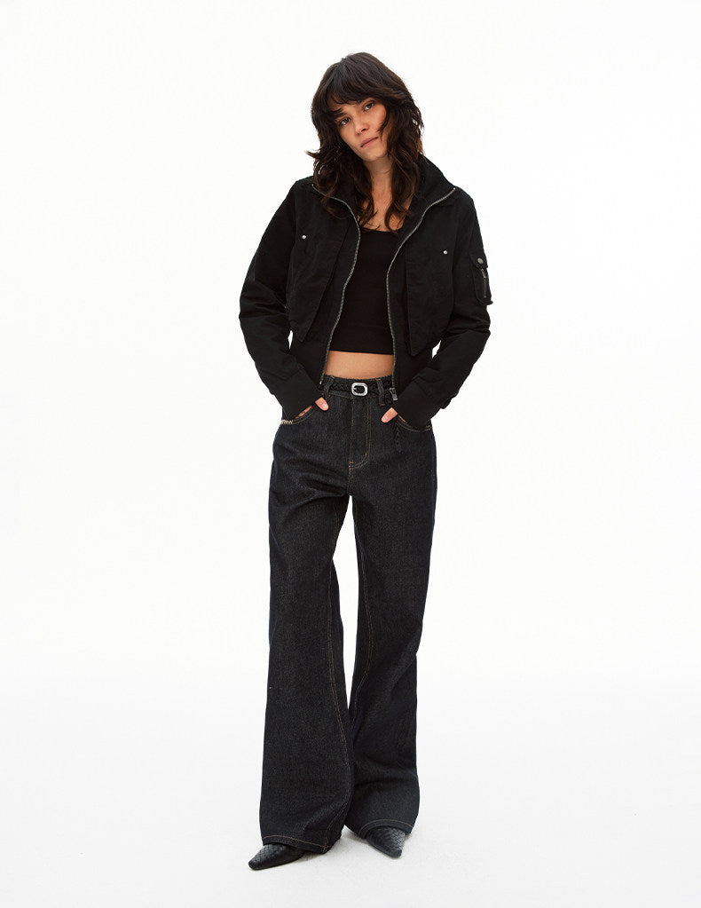 Retro Flare Slim-Fit Straight-Leg Jeans