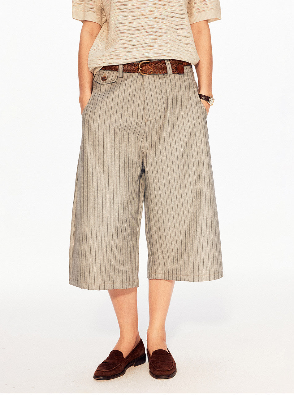Striped Wide-Leg Shorts