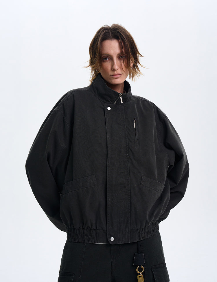 Simple Silhouette Harrington Jacket