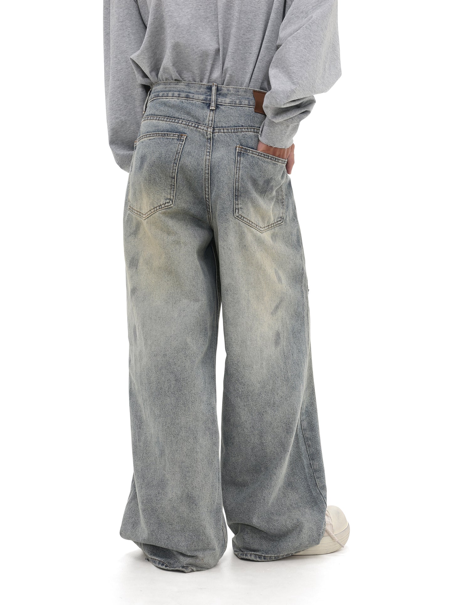 Loose Fit Retro Damaged Washed  Denim Pants