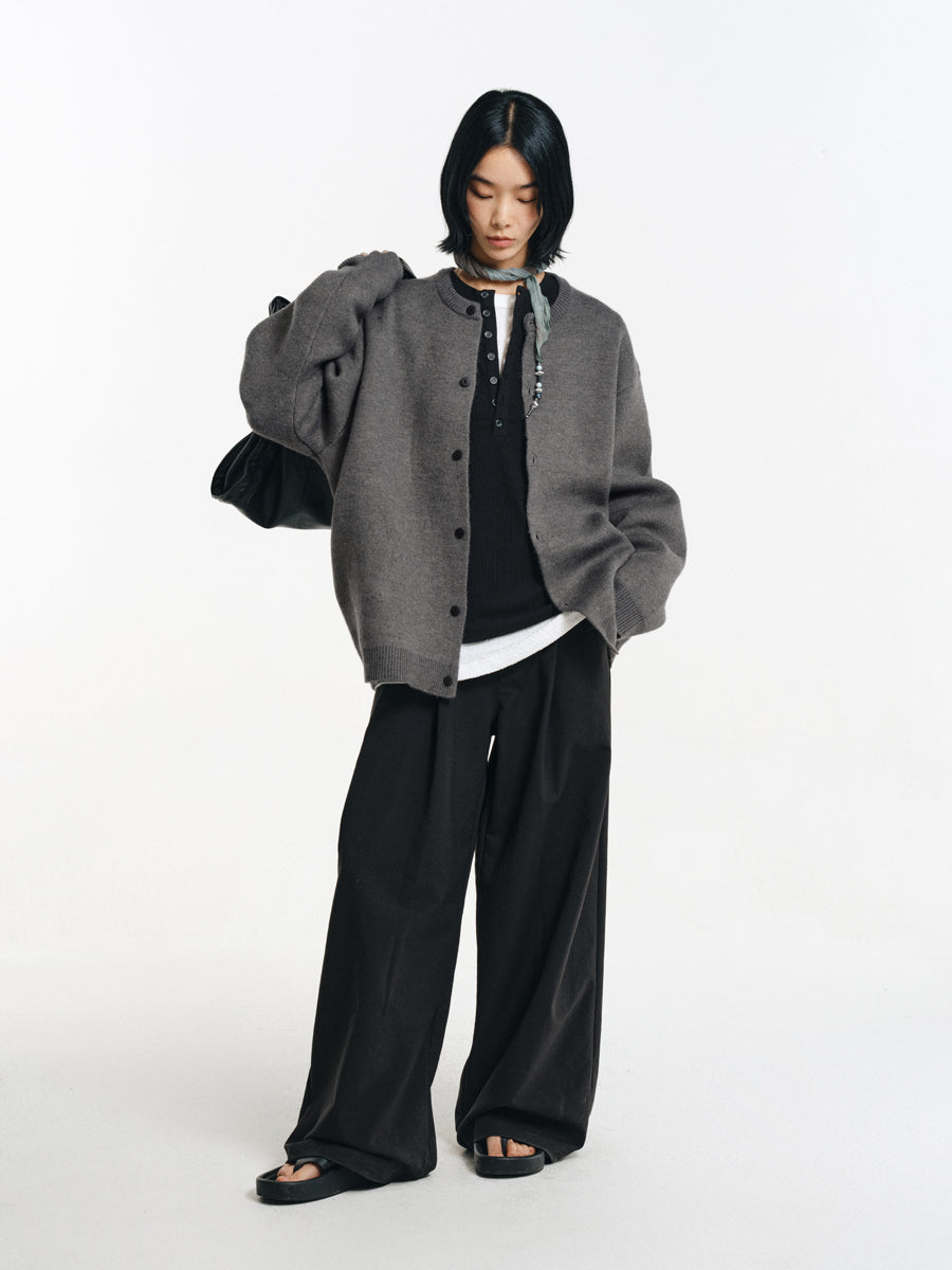 Scimitar Sleeve Round Neck Cardigan