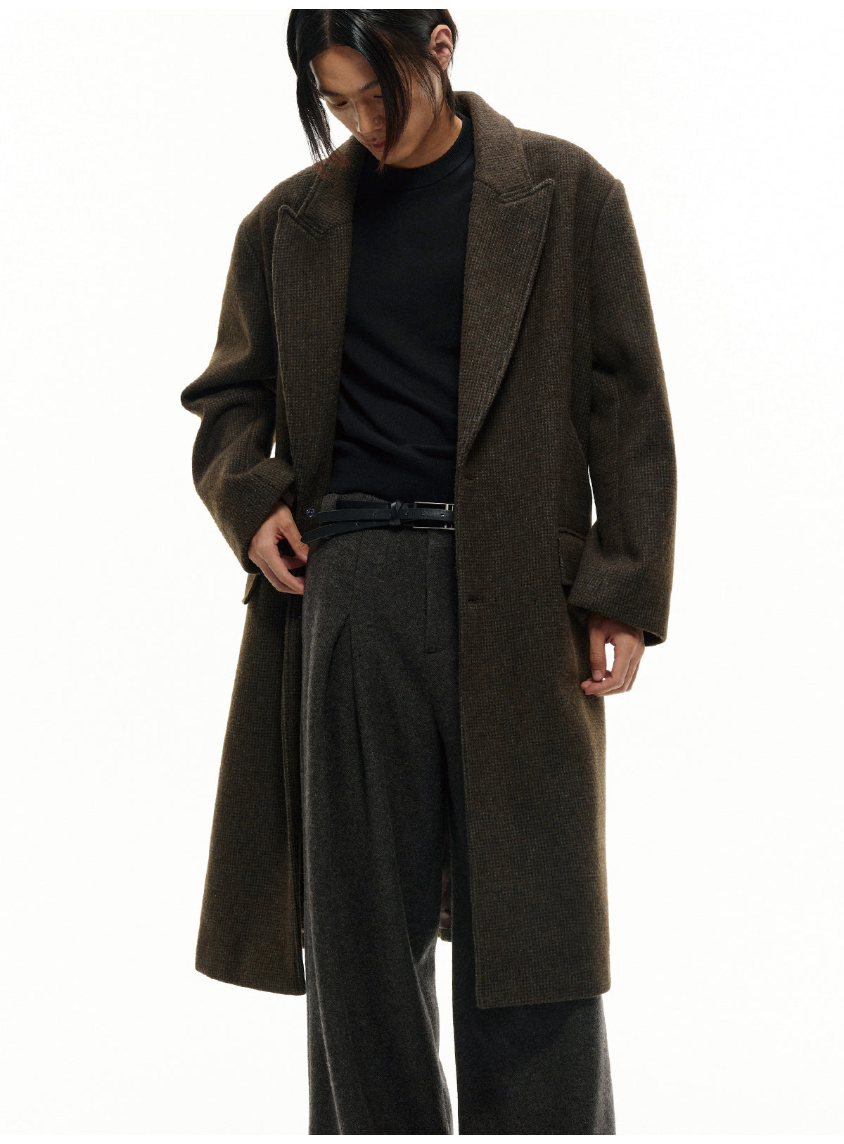 Houndstooth Peak Collar Coat