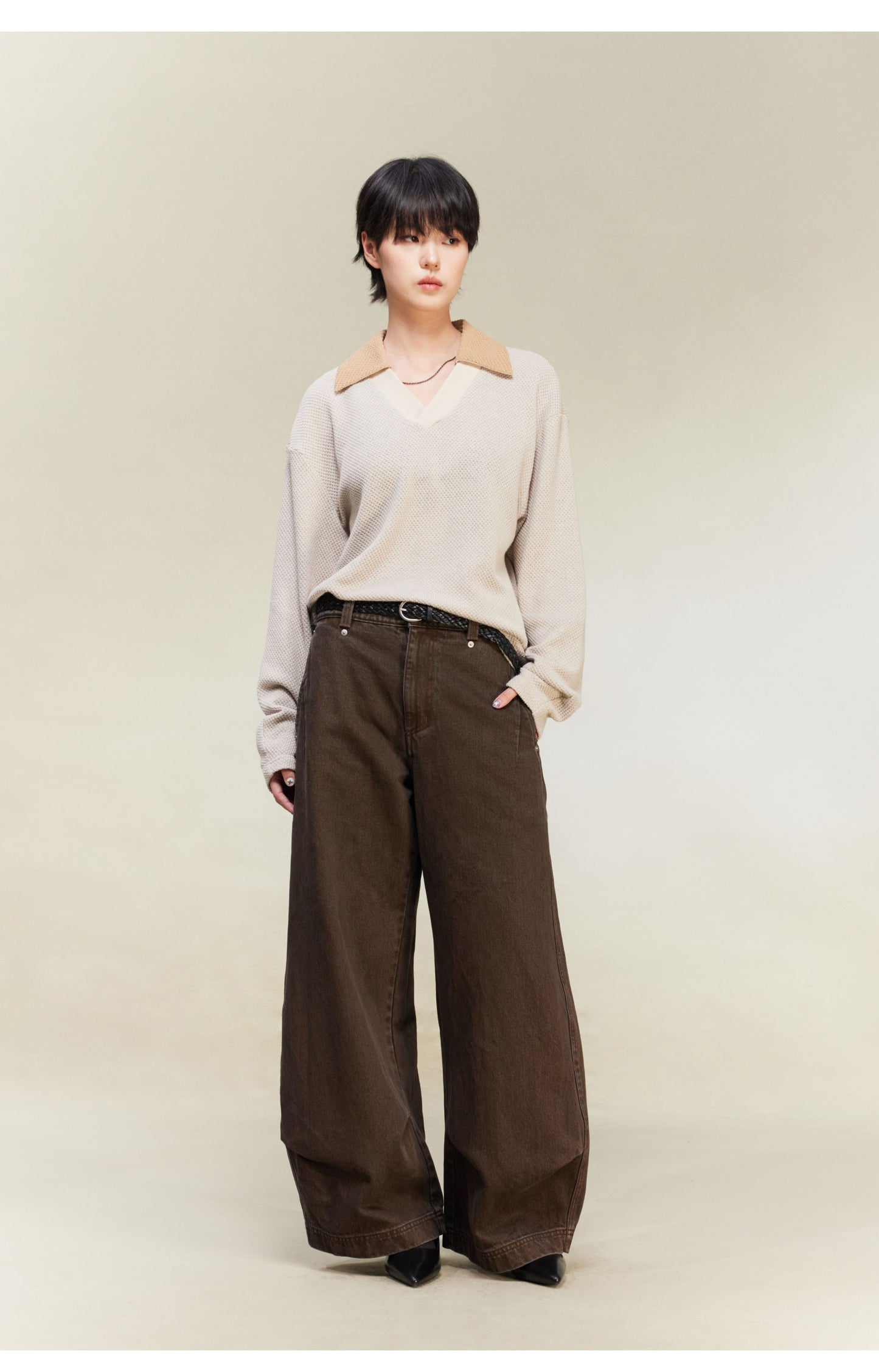 Multicolor Scimitar Pleated Denim Pants