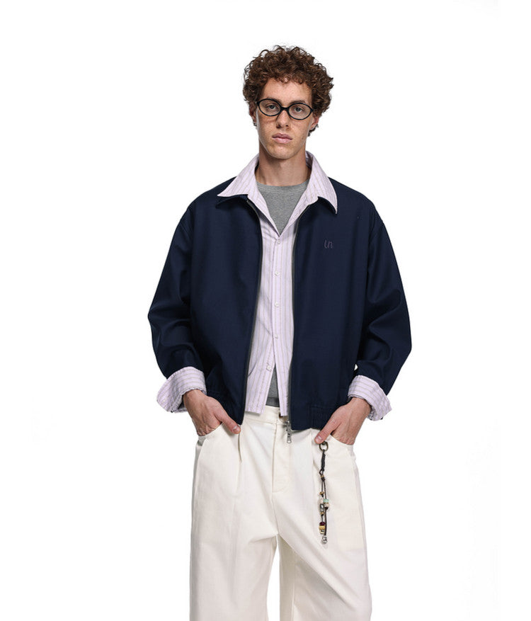 Faux Two-Piece Striped Patchwork Short Jacket