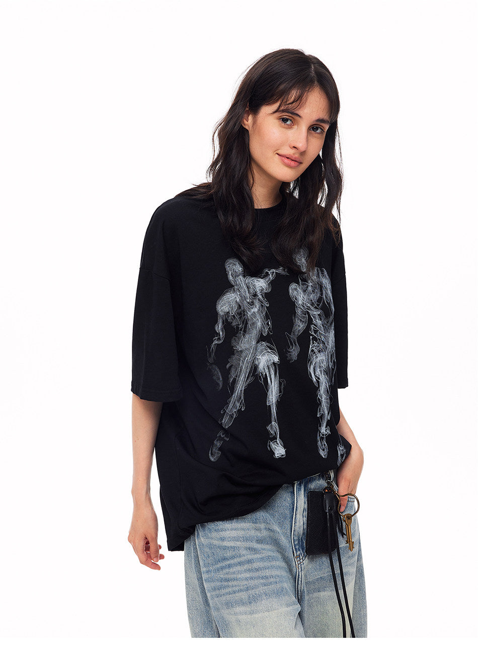 Retro Hand-Painted Print T-Shirts