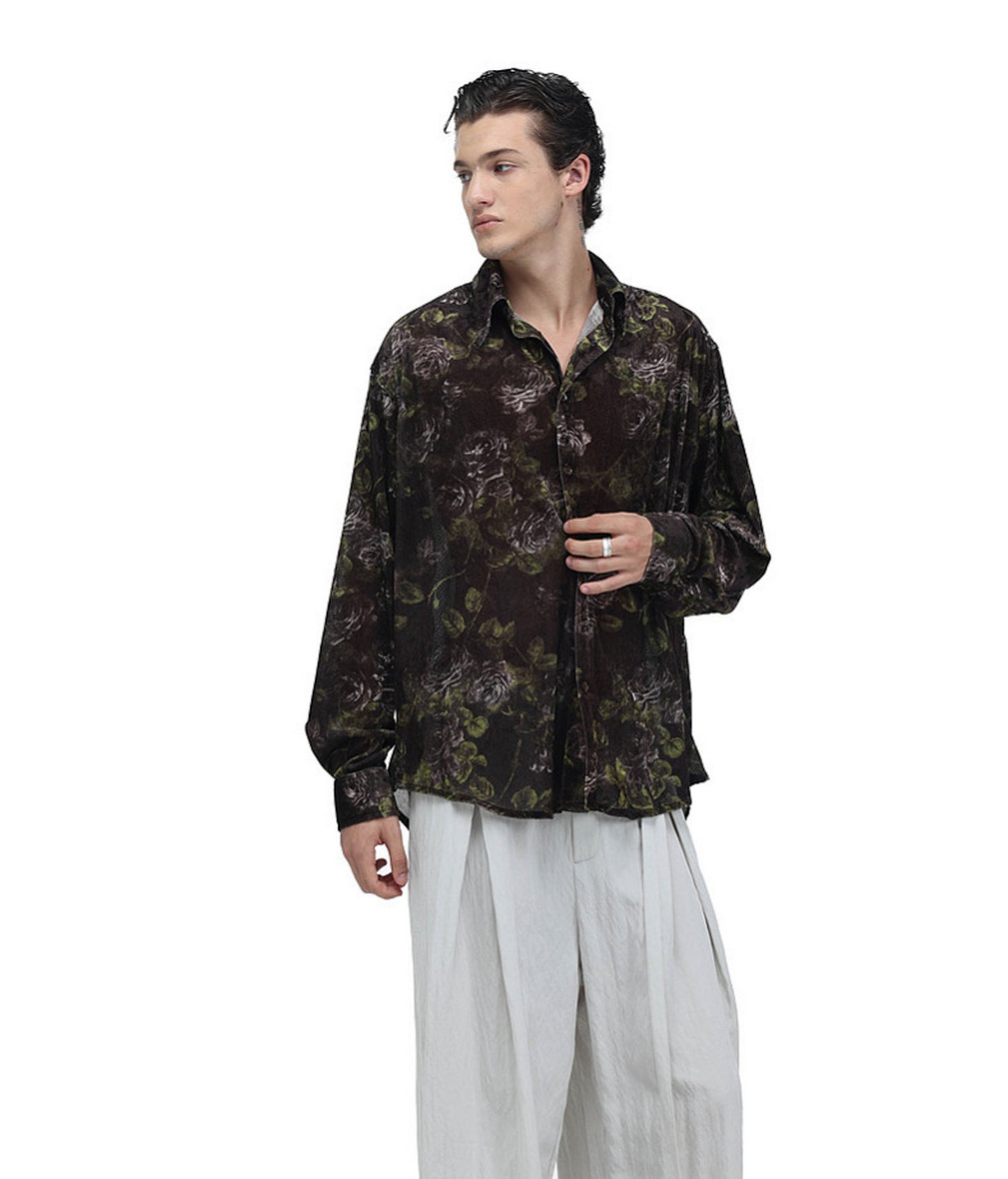 Retro-Style Floral Print Shirt