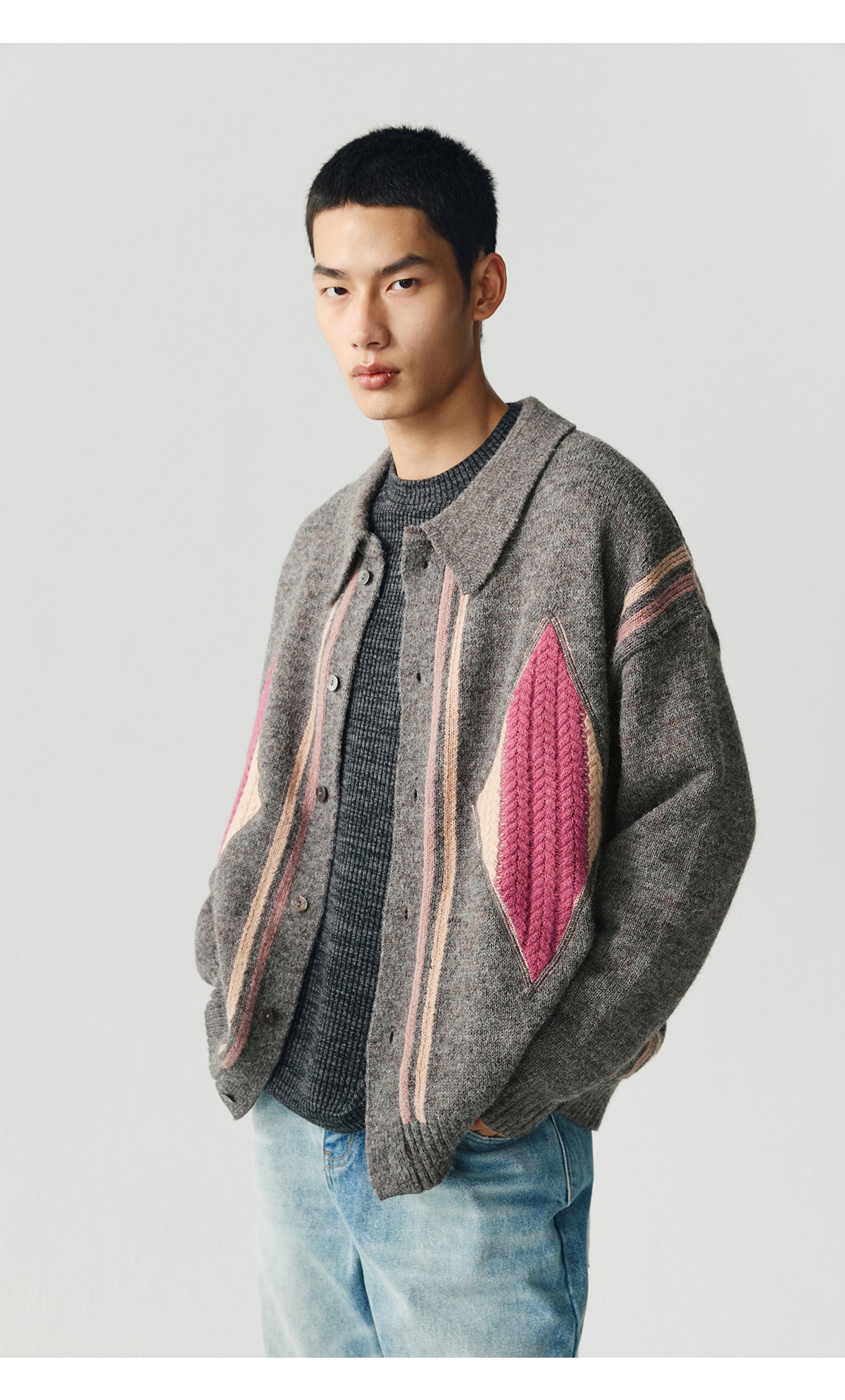 Jacquard Retro Silhouette Knit Cardigan