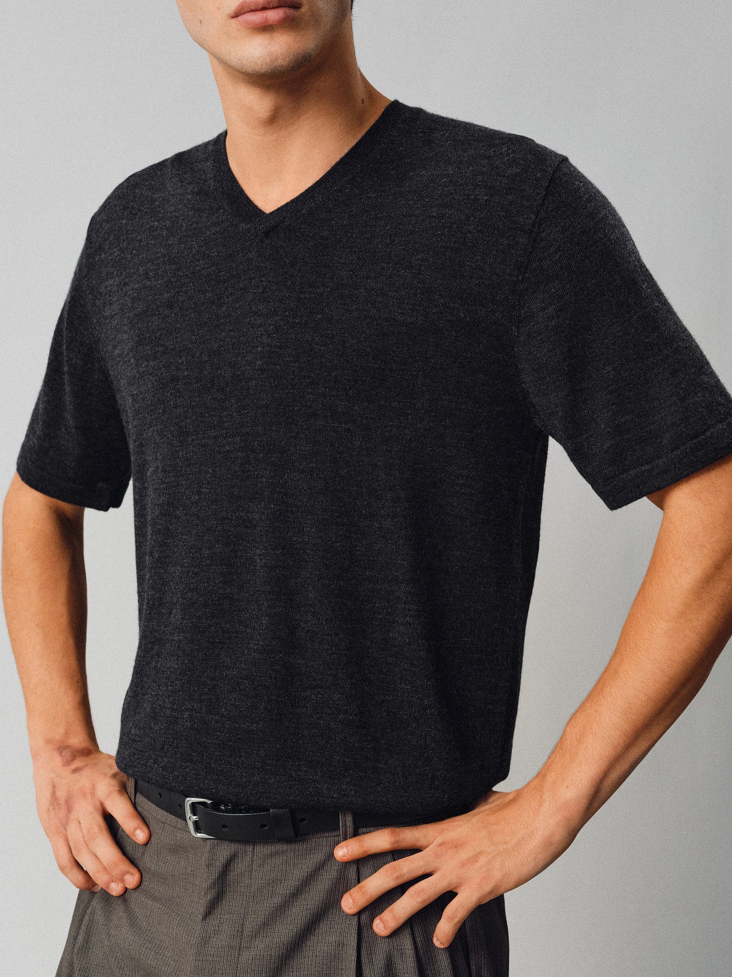 V-neck Wool Knit Shirt