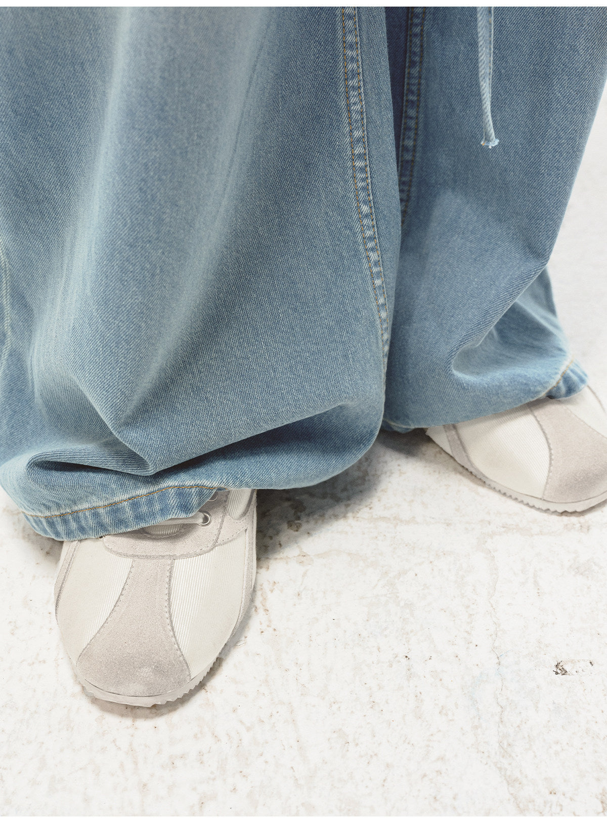 Shoes with a satin and suede combination design