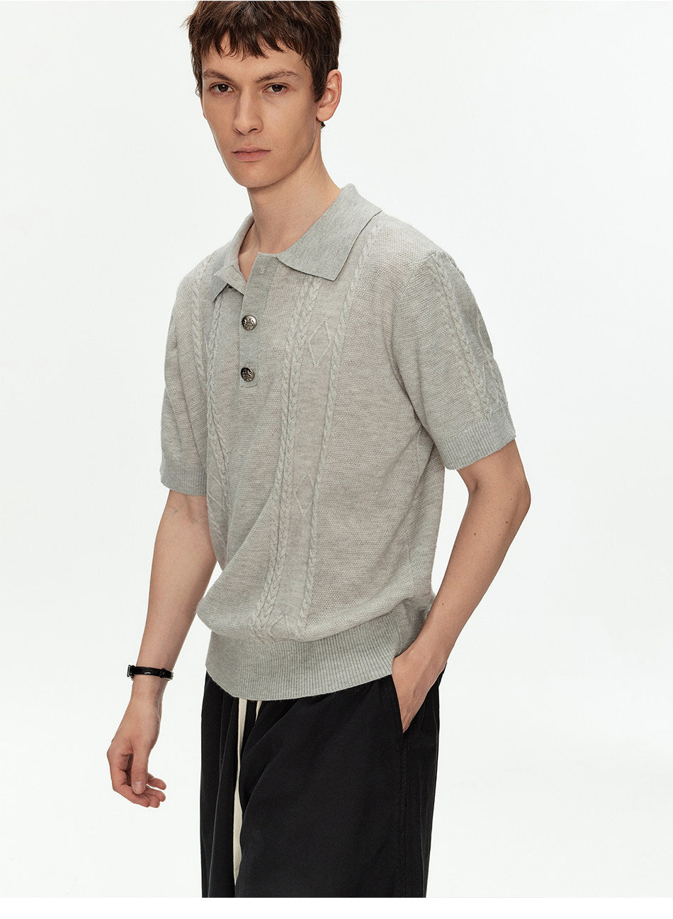 Wool-Blend Knit Polo Shirt