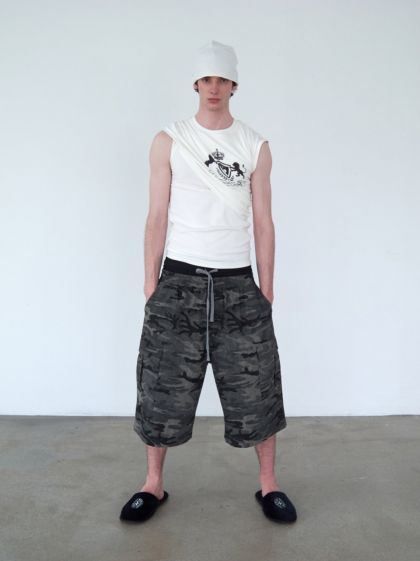 Patchwork Check Faux Two-Piece Shorts