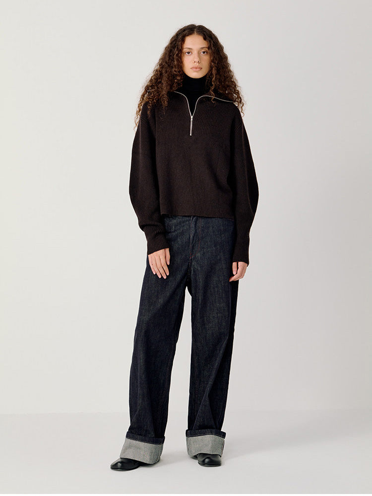 Half-Zip Stand Collar Sweater