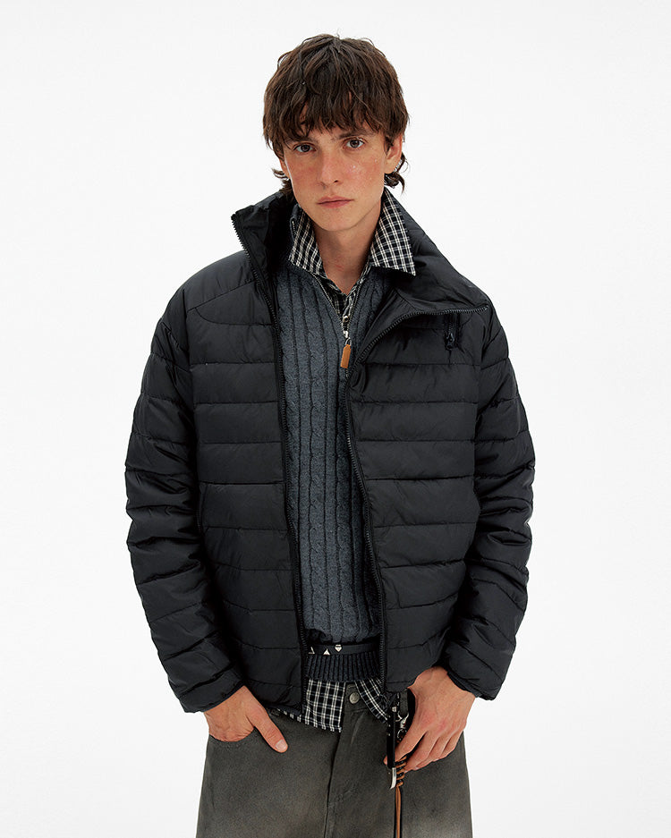 Simple Diagonal Zipper Down Jacket