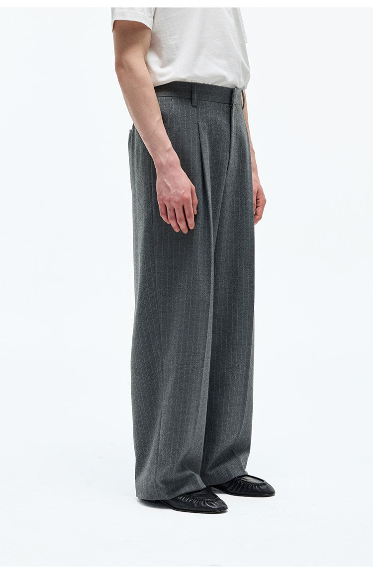 Single-Pleat Stretch Waist Casual Pants