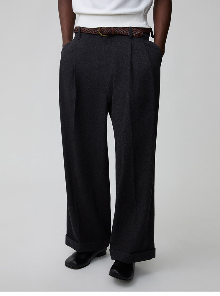 Adjustable Waist Pleated Casual Pants