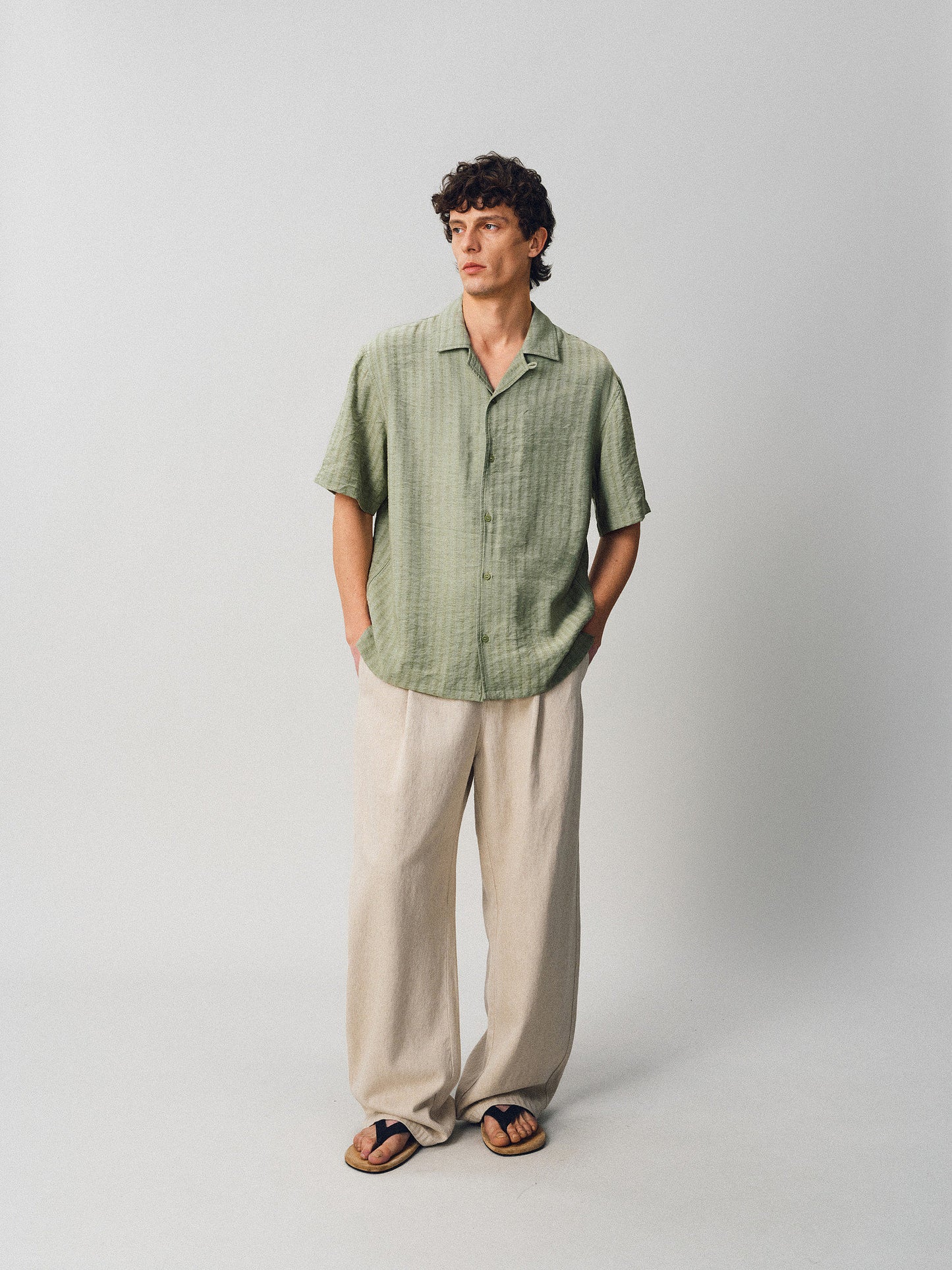 Jacquard Linen Striped Shirt