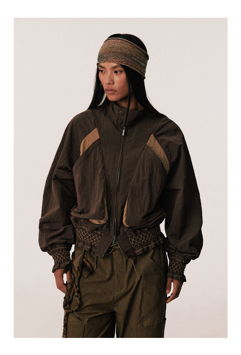 Pleated Gathered Nylon Jacket