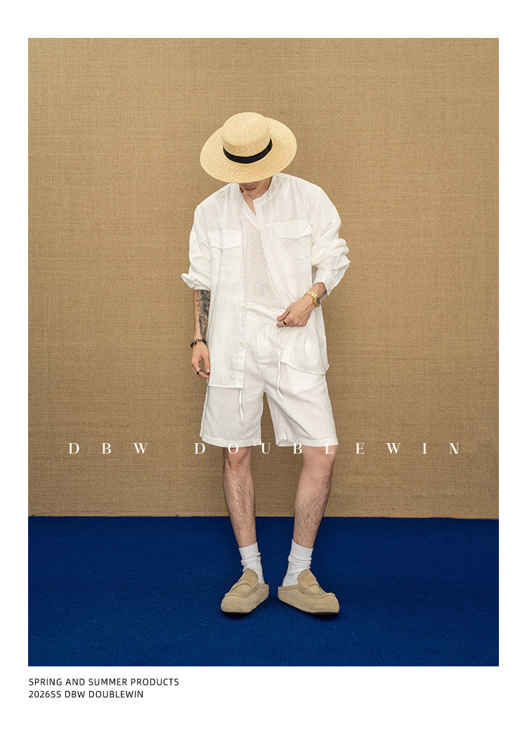 Linen-Blend Shirt Set