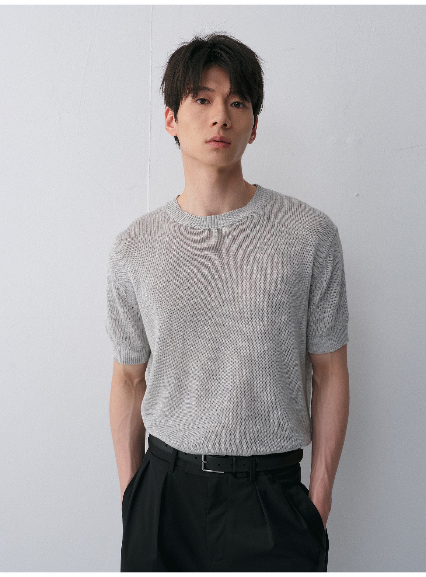 크루넥 니트 셔츠