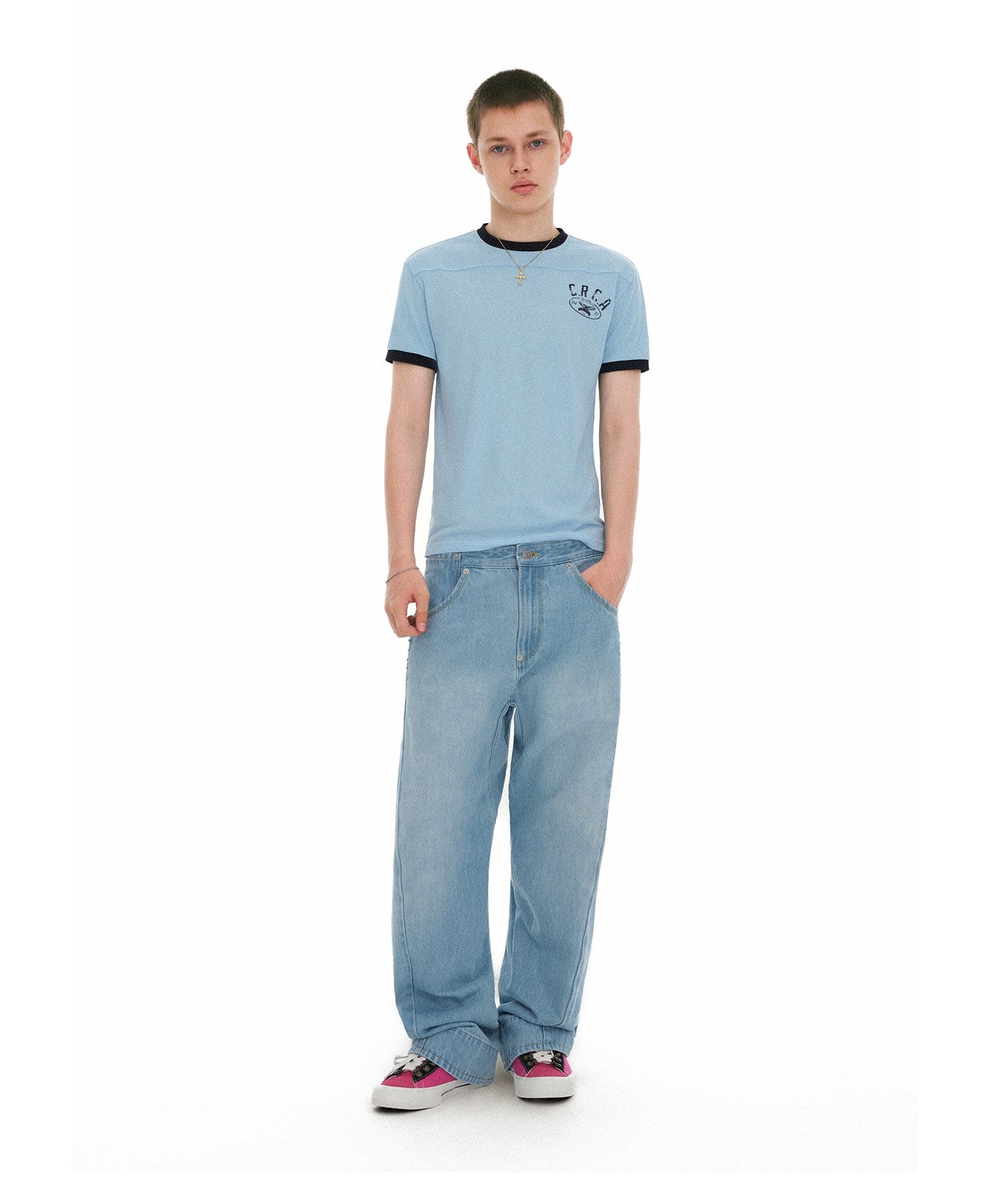 Color-Block Retro Lightweight Linen Jersey T-Shirt
