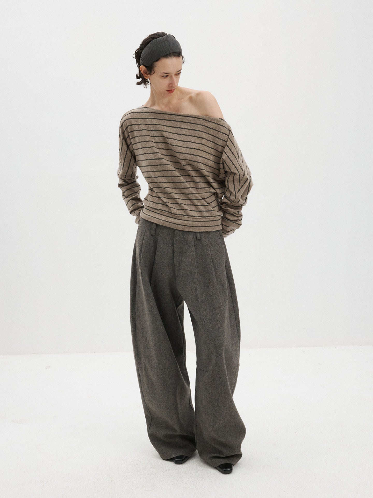 Striped Cross-Shoulder Knit