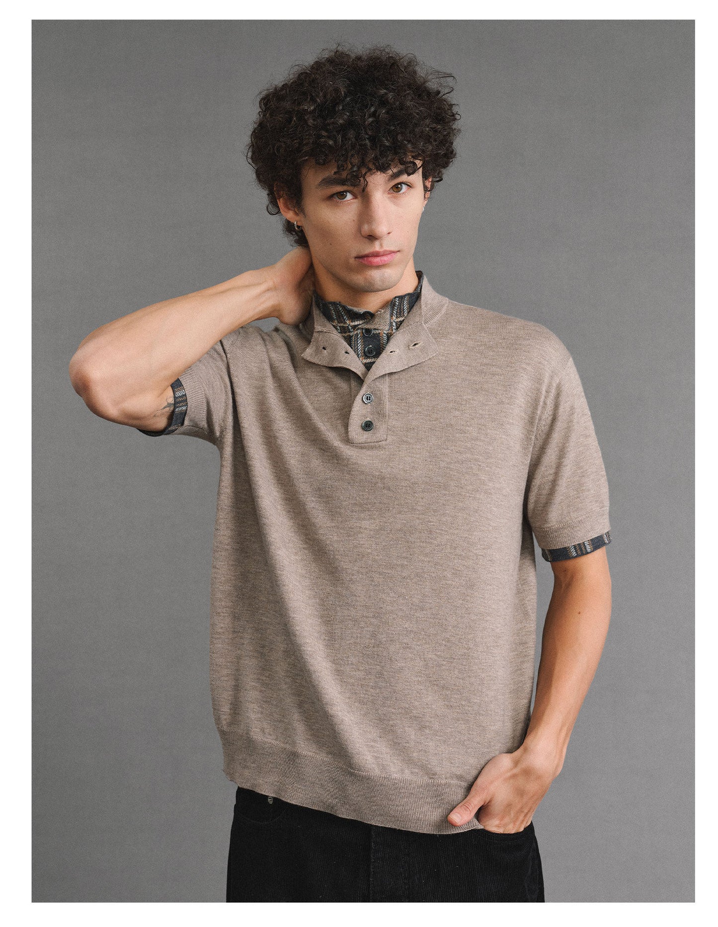 Vintage Check Pattern Polo Shirt