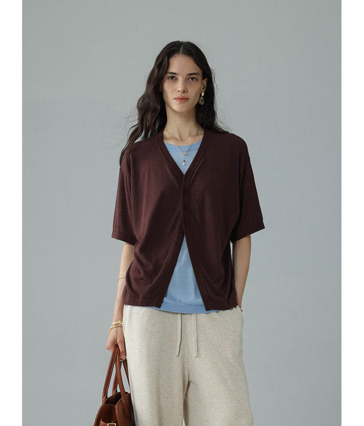 Half-front knit shirt