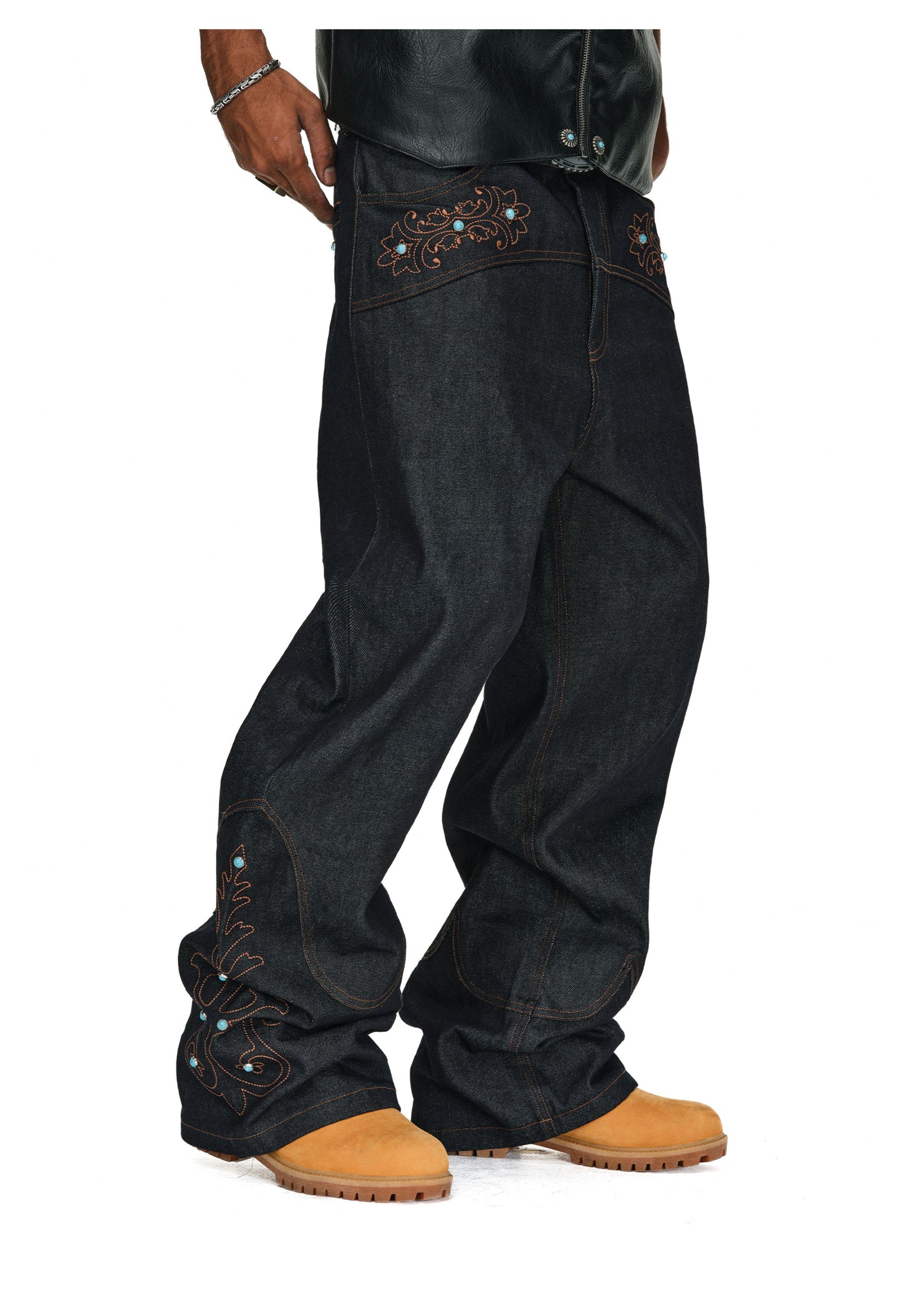 Embroidered Stone Jeans