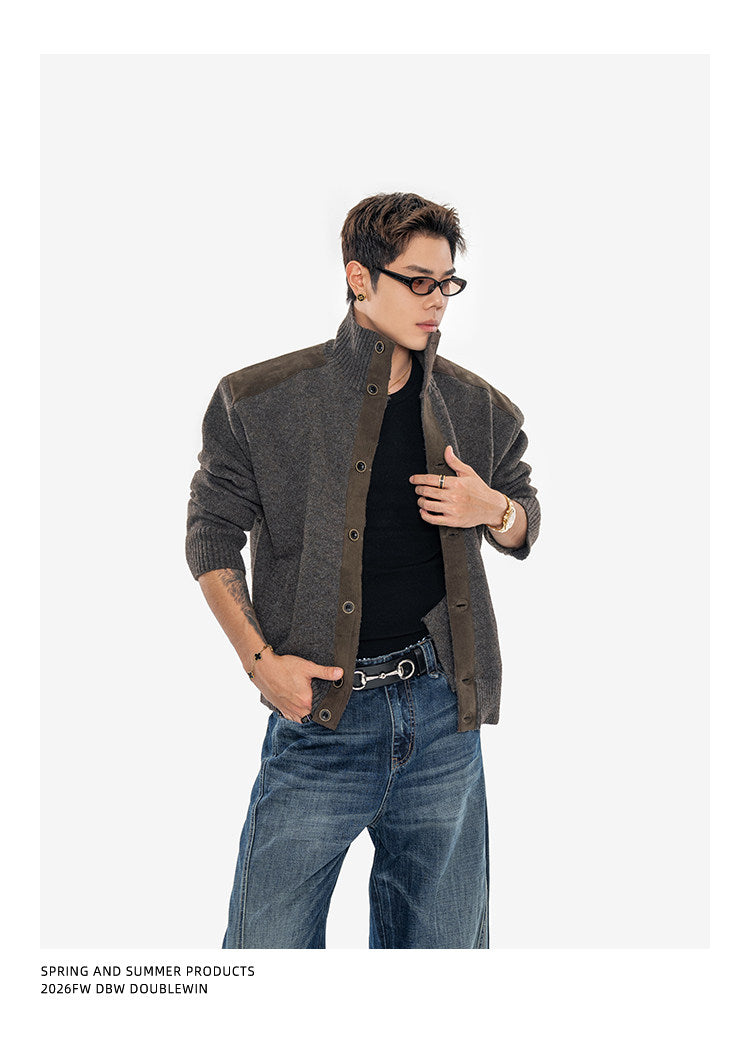 Retro Suede-Wool-Woven Hunting Jacket