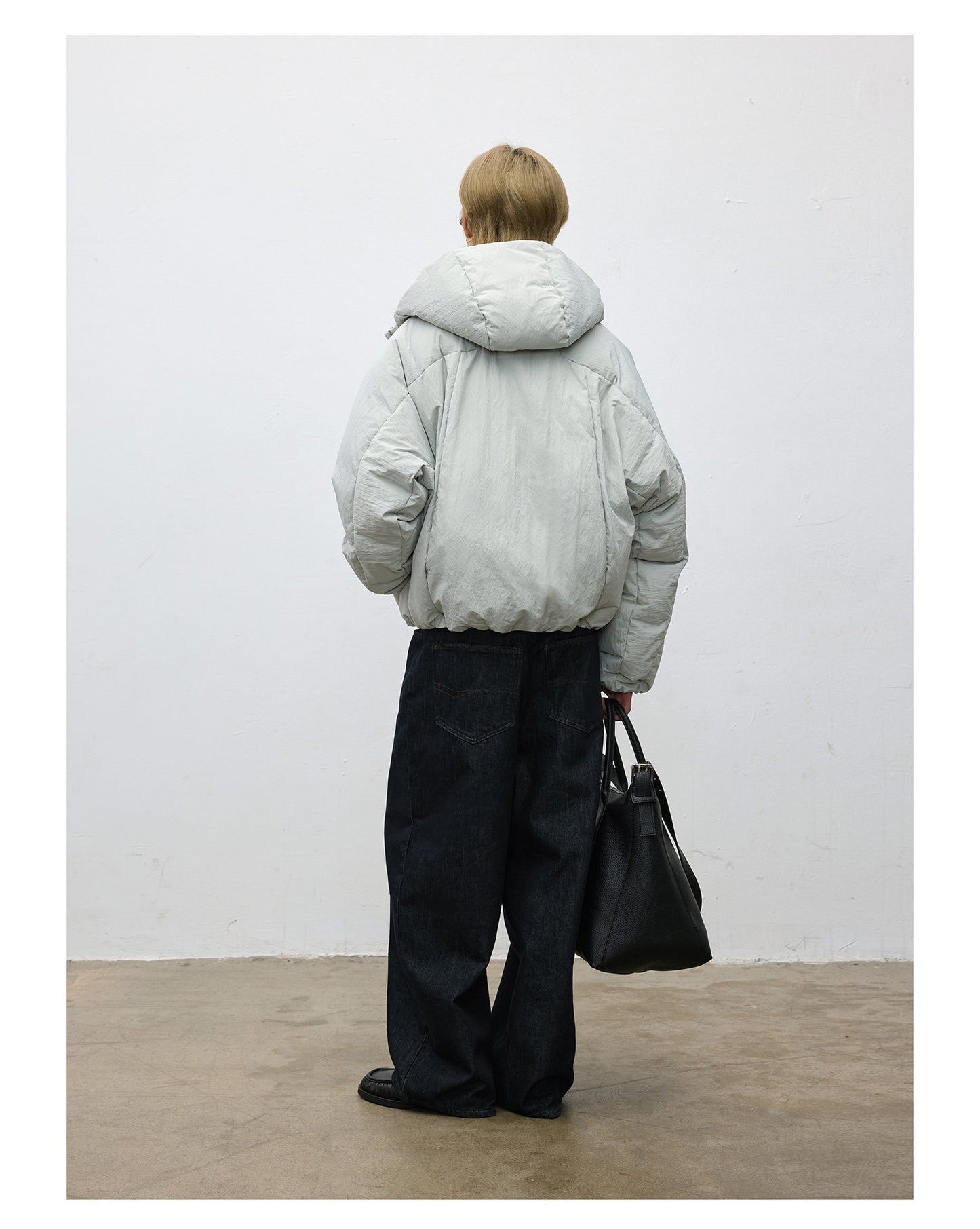 Nylon Textured Puffer Down Jacket