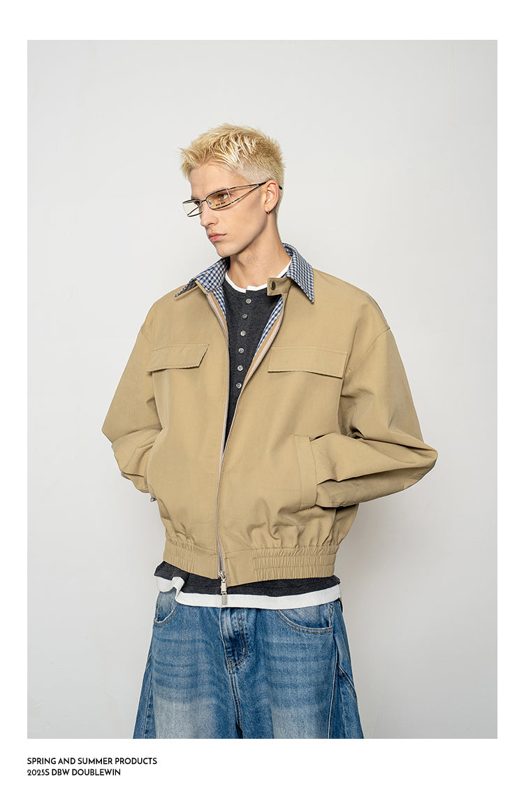 Retro Check Pattern Lapel Jacket