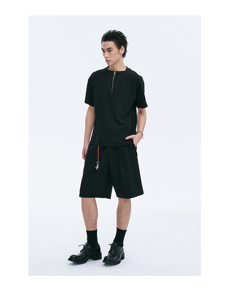 Diagonal placket shorts