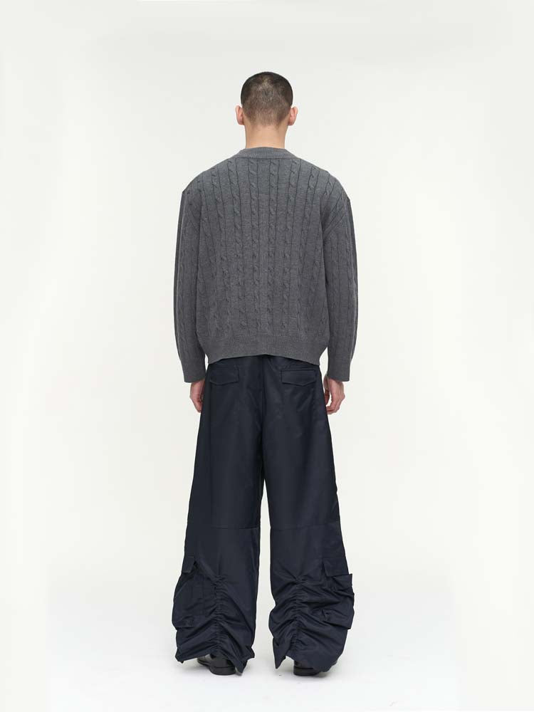 Nylon loose silhouette casual pants