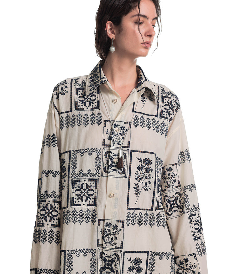 Embroidered contrast color shirt