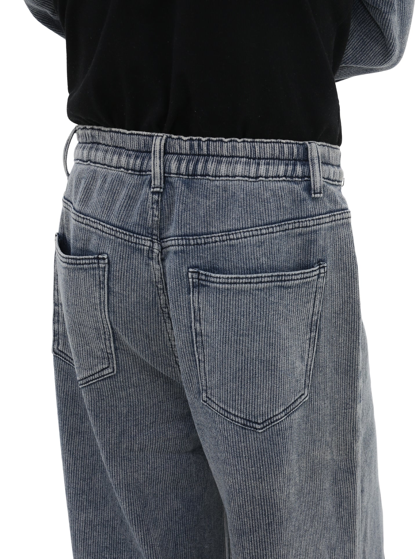 Damaged elastic waist denim pants