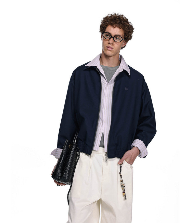 Faux Two-Piece Striped Patchwork Short Jacket