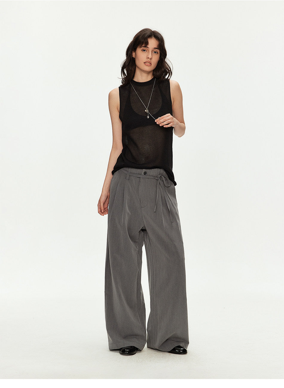 Casual Pants with Double-Pleat Design