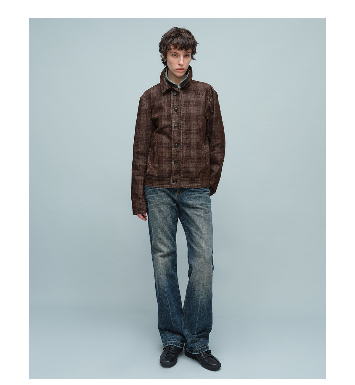 Checkered Corduroy Harrington Jacket