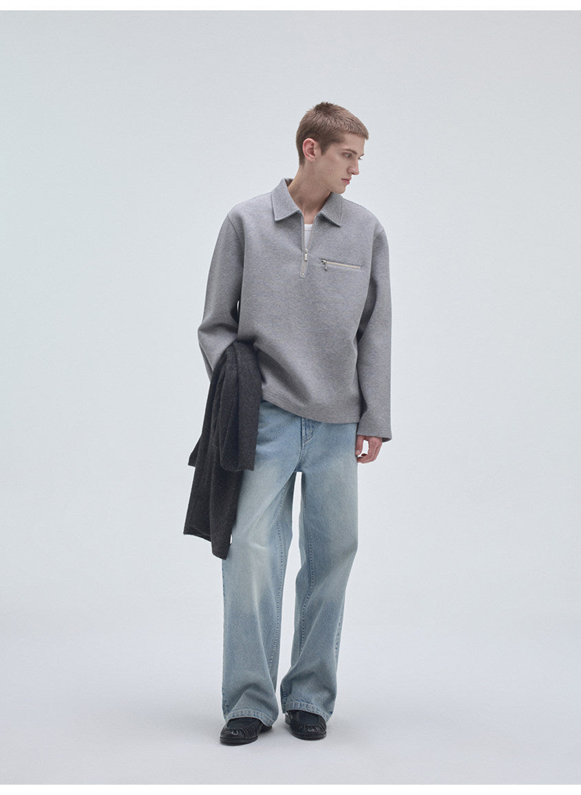 Half-Zip Pullover Sweatshirt with Pockets