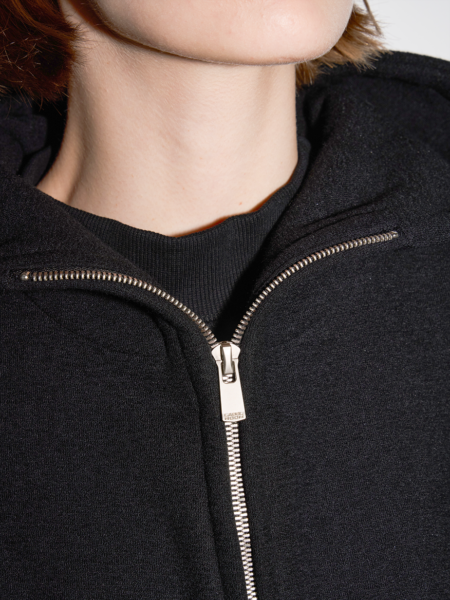 Unisex Short wide cut hooded zipper sweatshirt