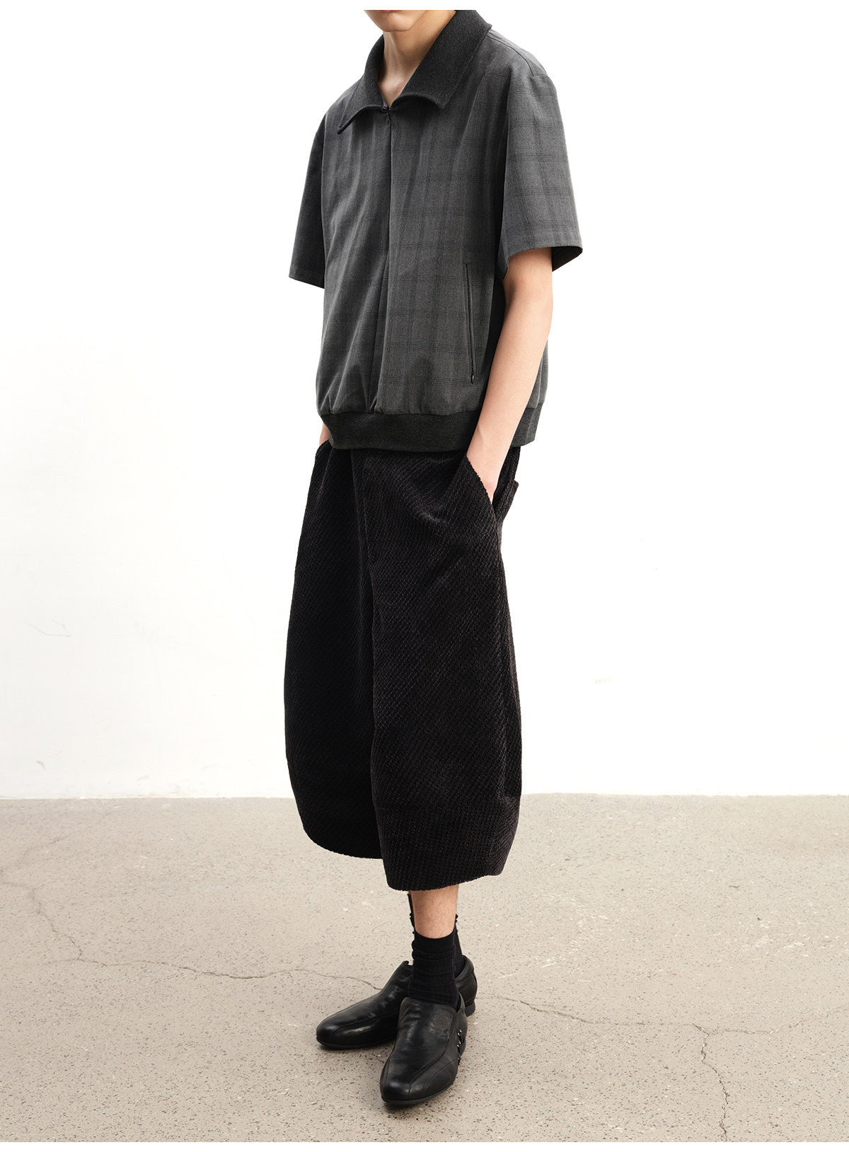 Half-Zip Checkered Shirt