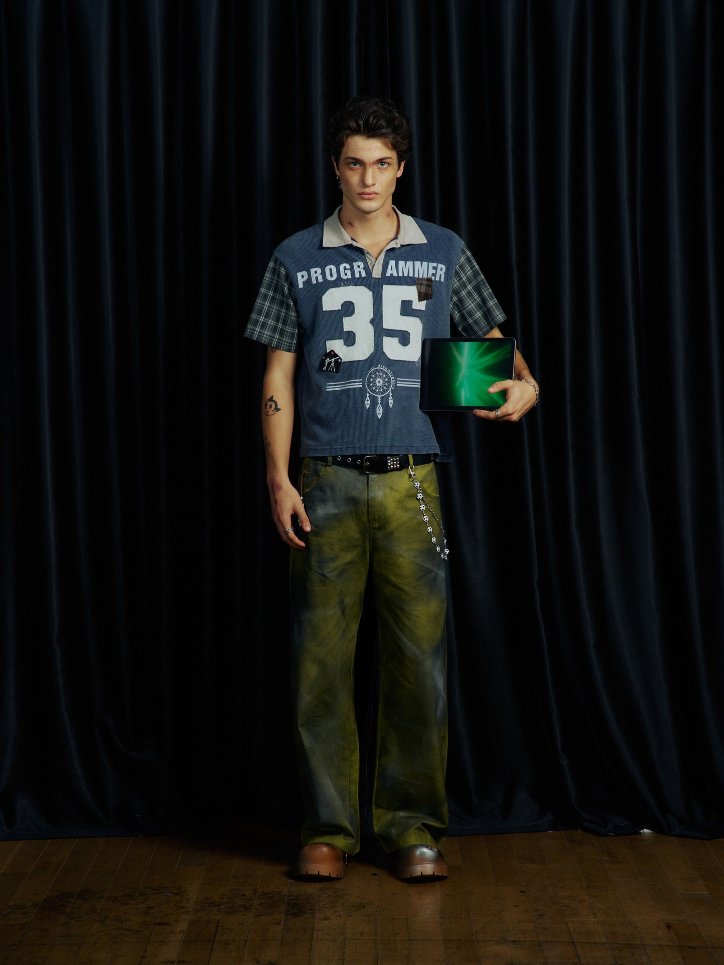 Hand-dyed Spray-Dye Straight Casual Pants