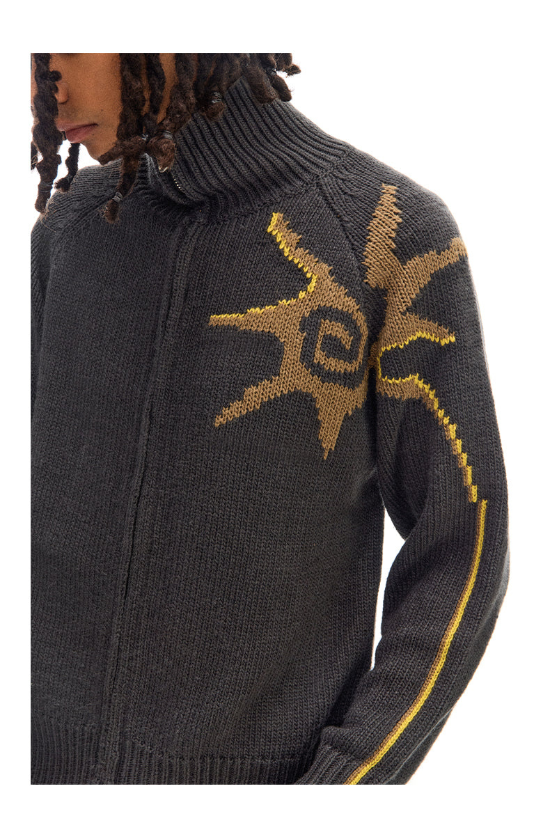 Stand collar zip cardigan