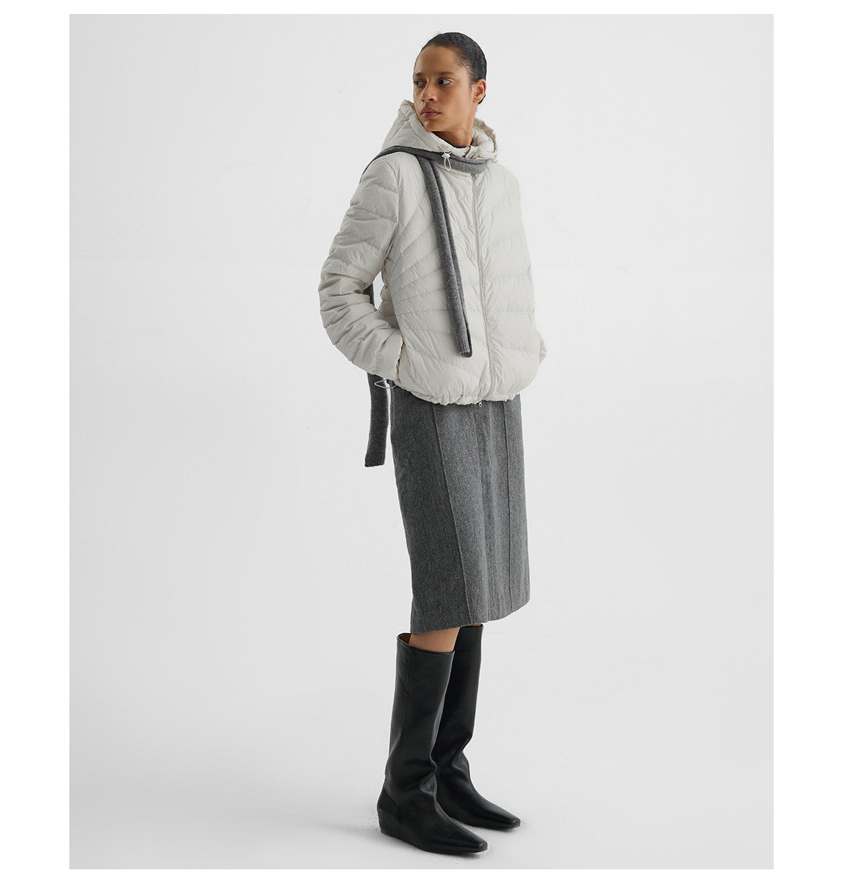Embossed Straight-Line Quilted Down Jacket