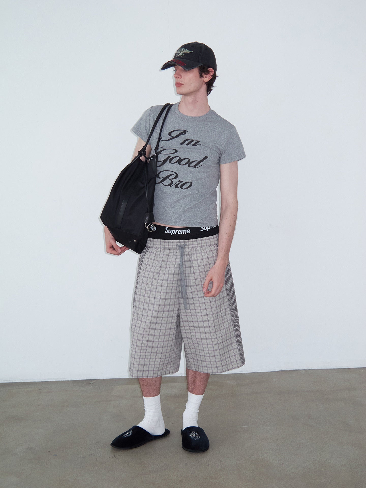 Checkered Patchwork Color-Block Shorts