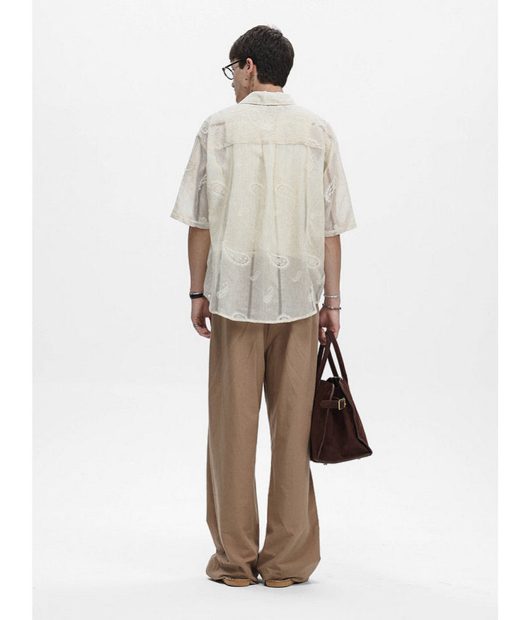 Linen-Blend Sheer Shirt