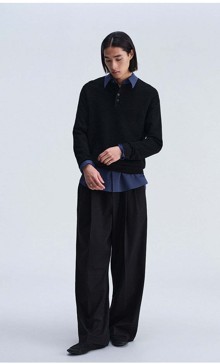 Vintage-Cut Drape Blend Casual Pants