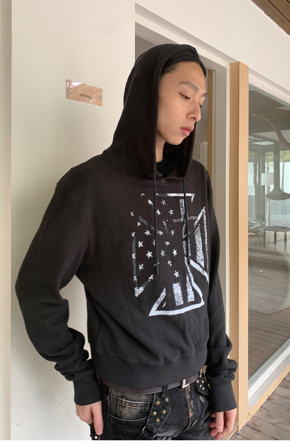 Cross-flag Print Hoodie